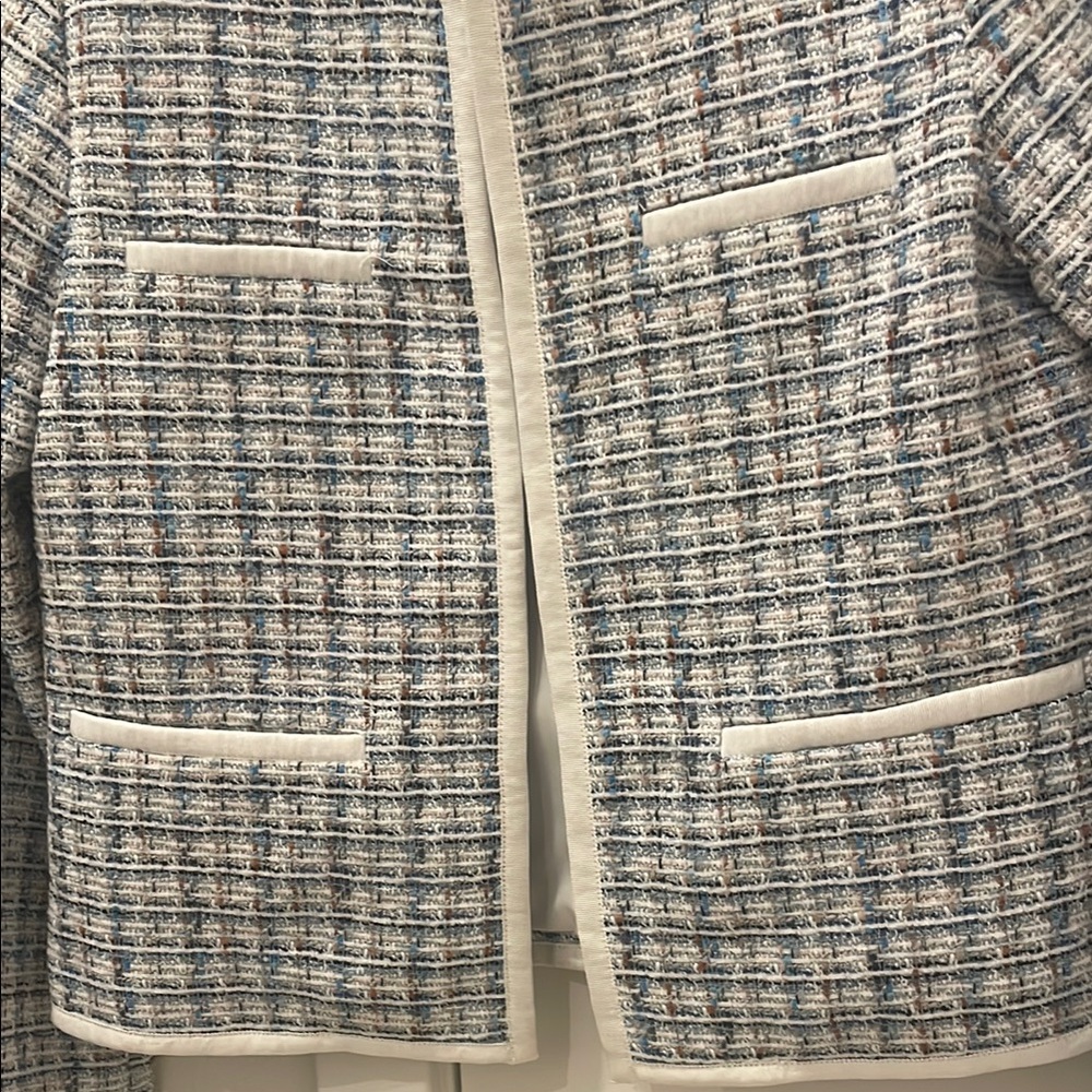 Ann Taylor Blue and White Tweed Jacket - Picture 9 of 10